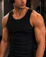 Premium 400 GSM Ribbed Black Tank Top Men