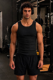 Premium 400 GSM Ribbed Black Tank Top Men