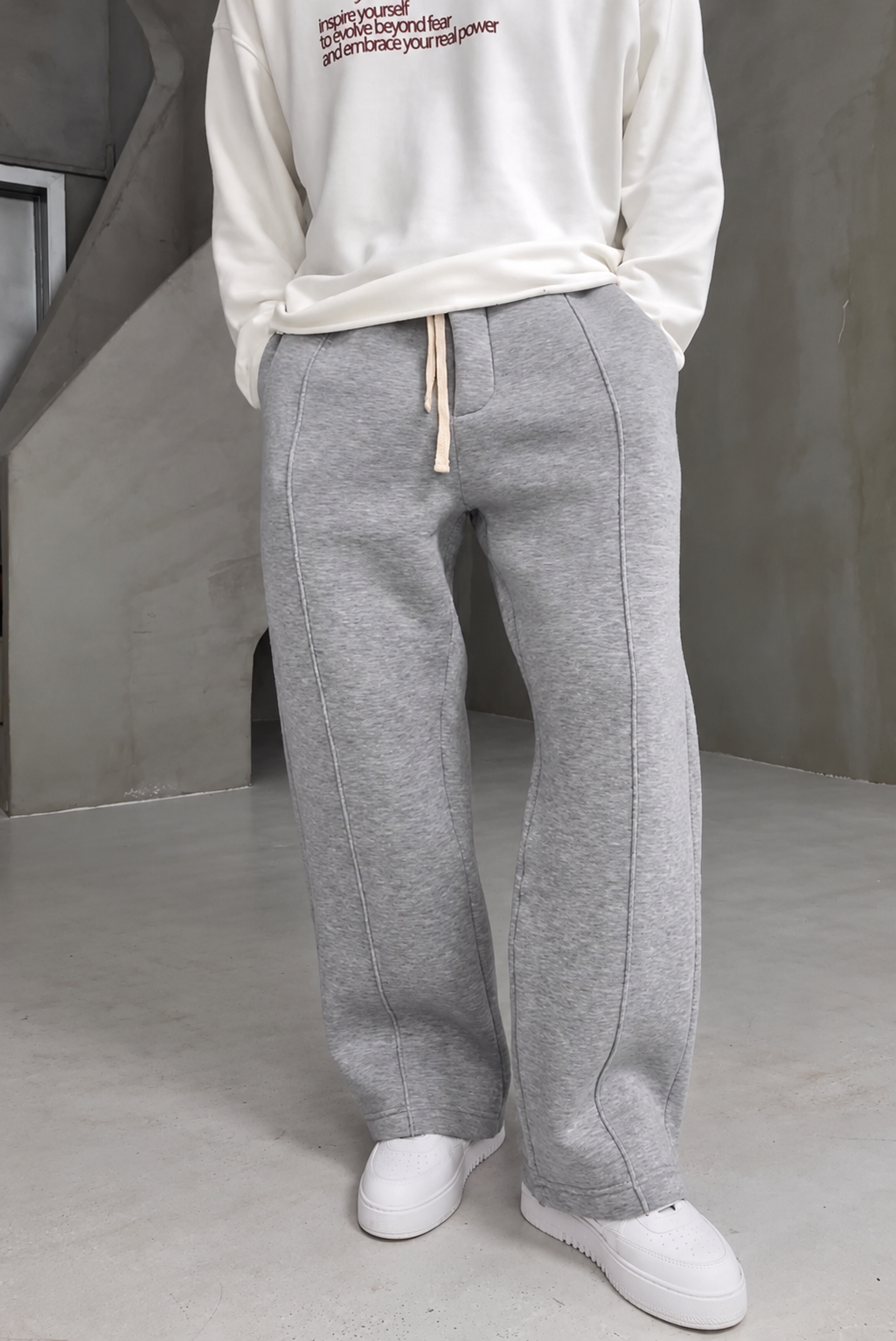 350 GSM Grey Stripe Cozy Sweatpant