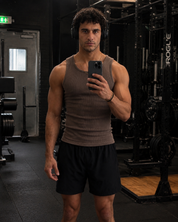 Premium 400 GSM Ribbed Coffee Brown Tank top Men