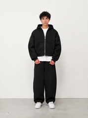 350 GSM Reverse Zip Co-ord set Black