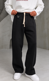 350 GSM Black Straight Cozy Sweatpants