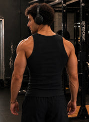 Premium 400 GSM Ribbed Black Tank Top Men