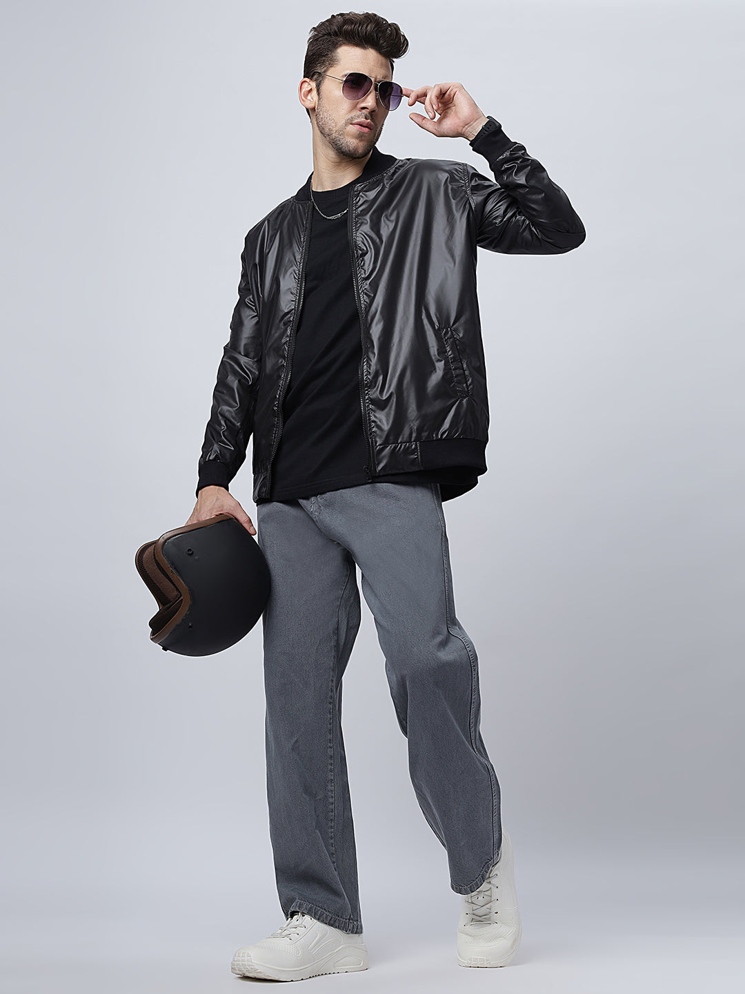 Black Biker Bomber Jacket