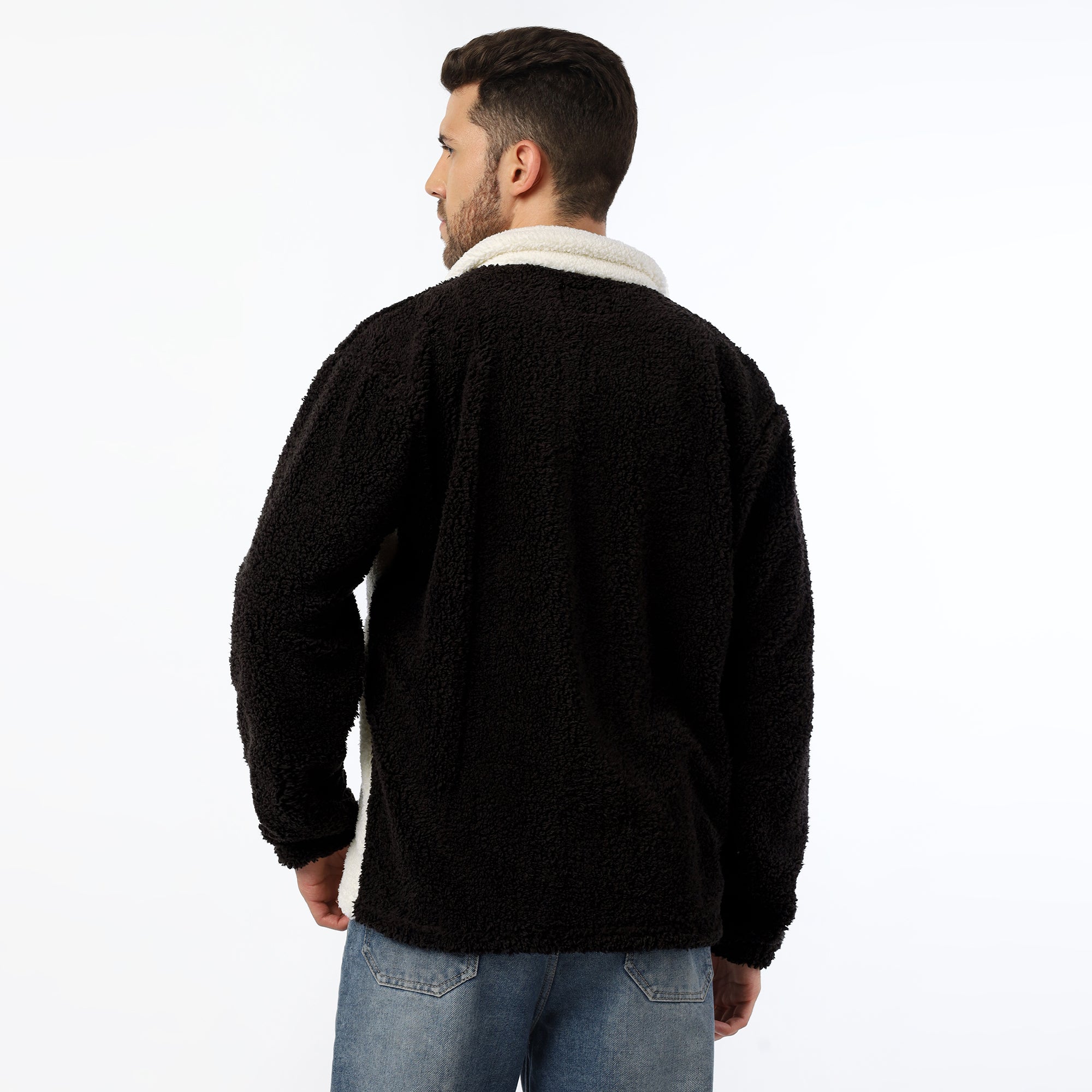 Cream Black Sherpa Jacket