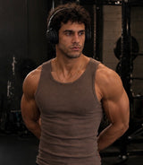 Premium 400 GSM Ribbed Coffee Brown Tank top Men
