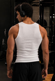 Premium 400 GSM Ribbed White Tank Top Men