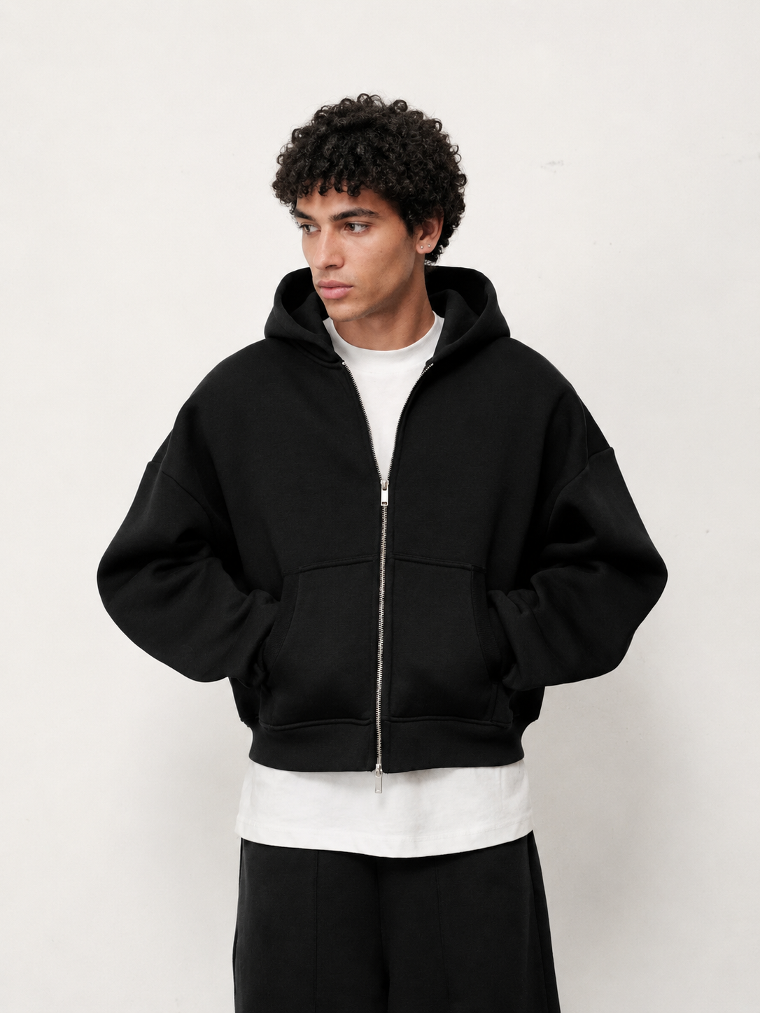 350 GSM Reverse Zip Co-ord set Black
