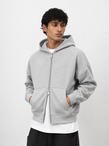 350 GSM Grey Reverse Zipper Hoodie