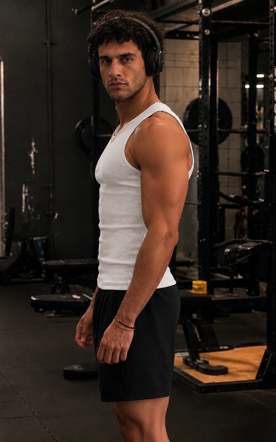 Premium 400 GSM Ribbed White Tank Top Men