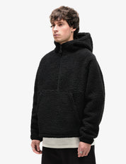 Half-zip Black Sherpa Hoodie