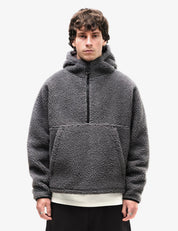 Half-zip Grey Sherpa Hoodie