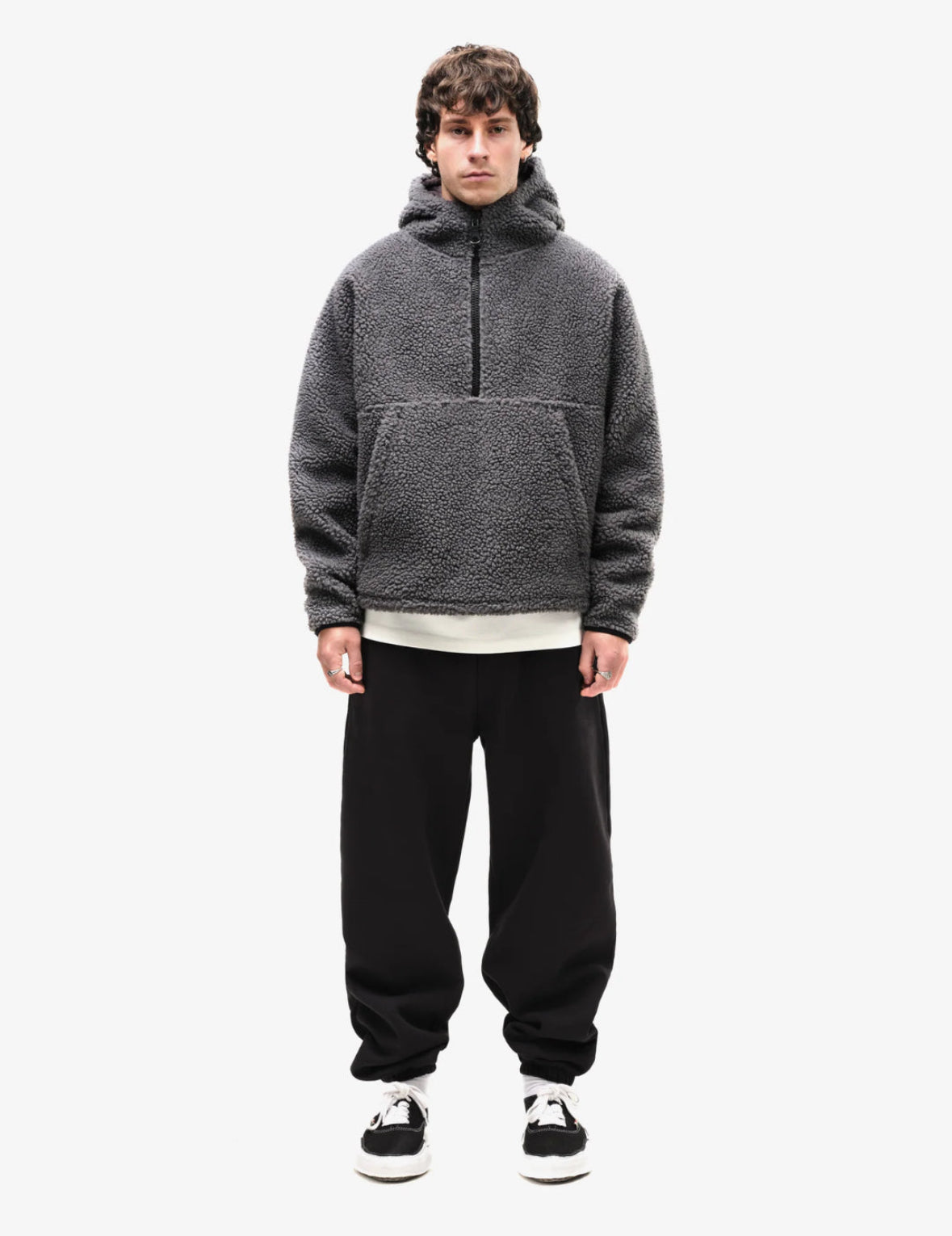 Half-zip Grey Sherpa Hoodie