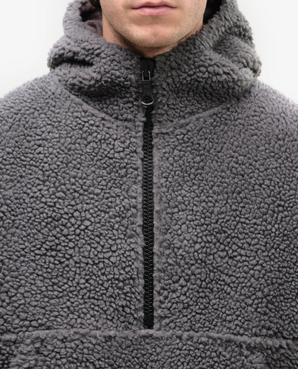 Half-zip Grey Sherpa Hoodie