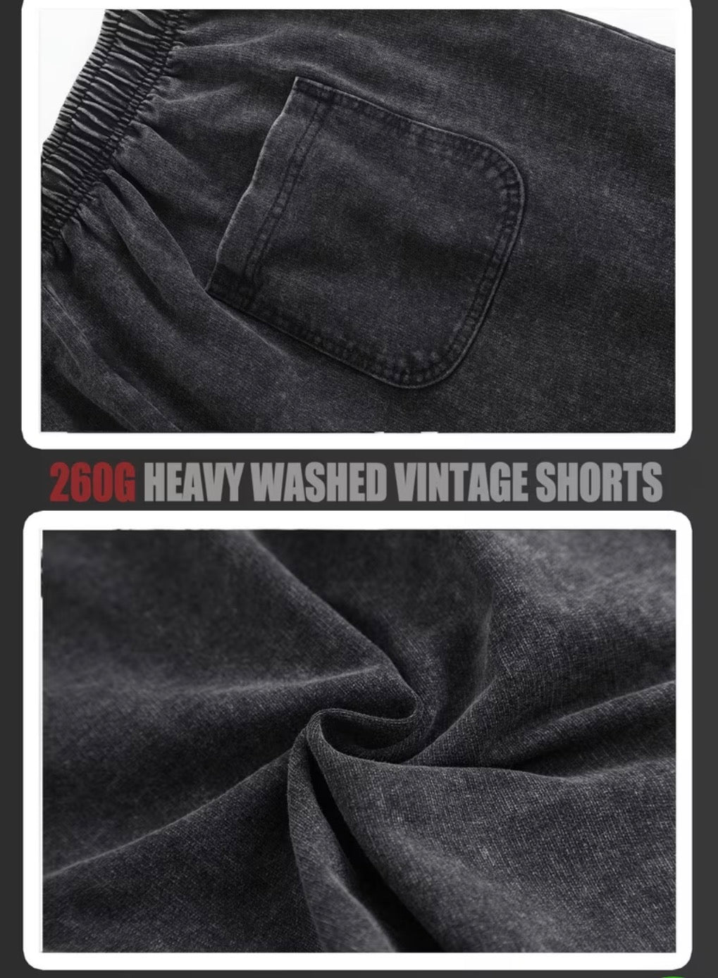260 GSM Acid Washed Baggy Shorts