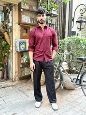 Wine Linen Shirt