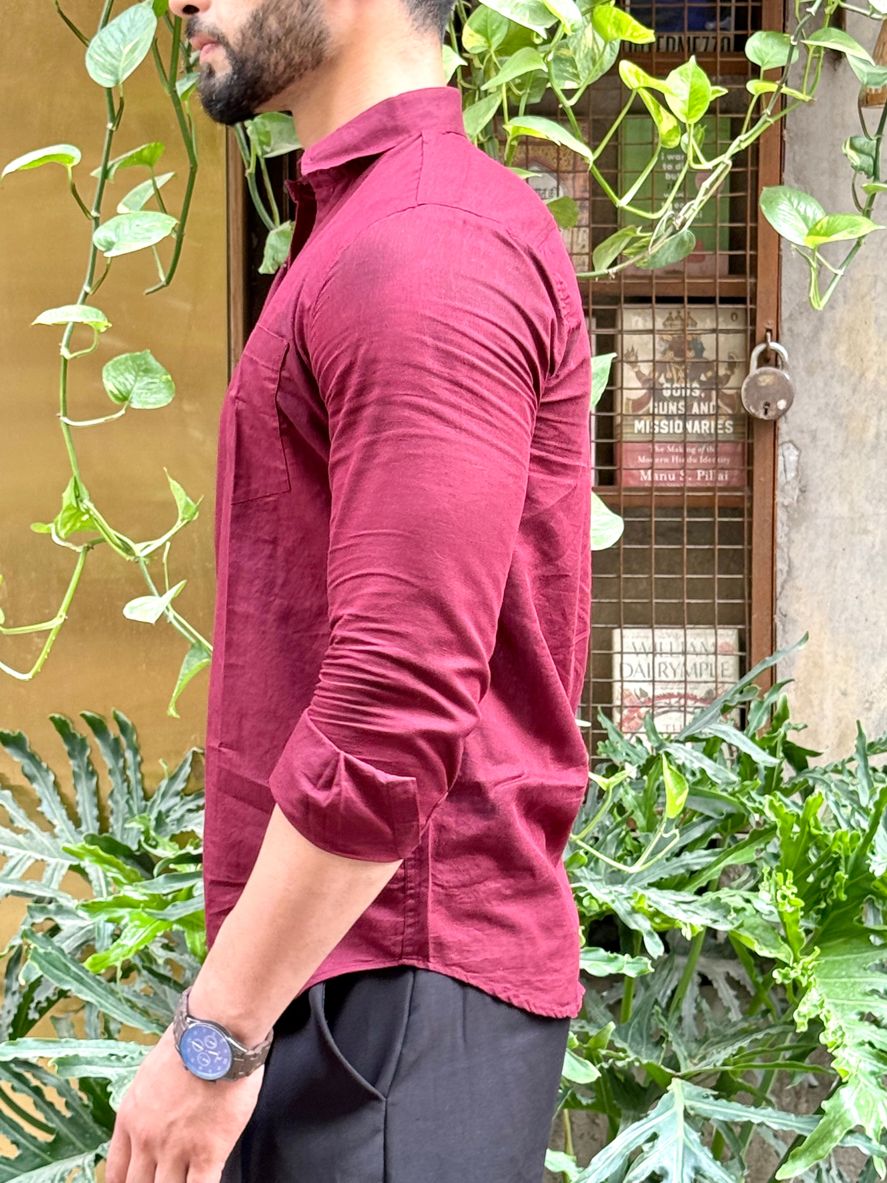 Wine Linen Shirt