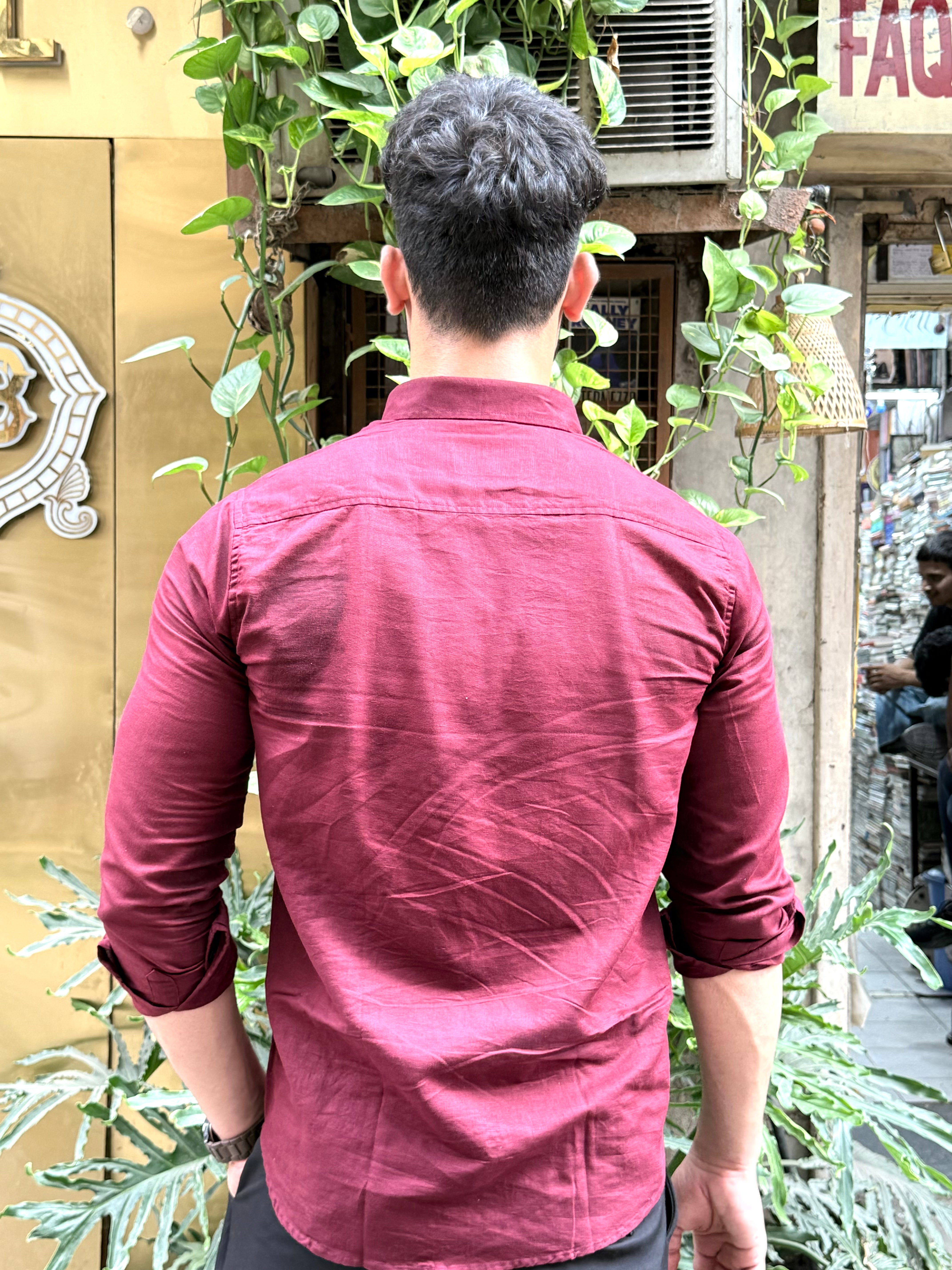 Wine Linen Shirt