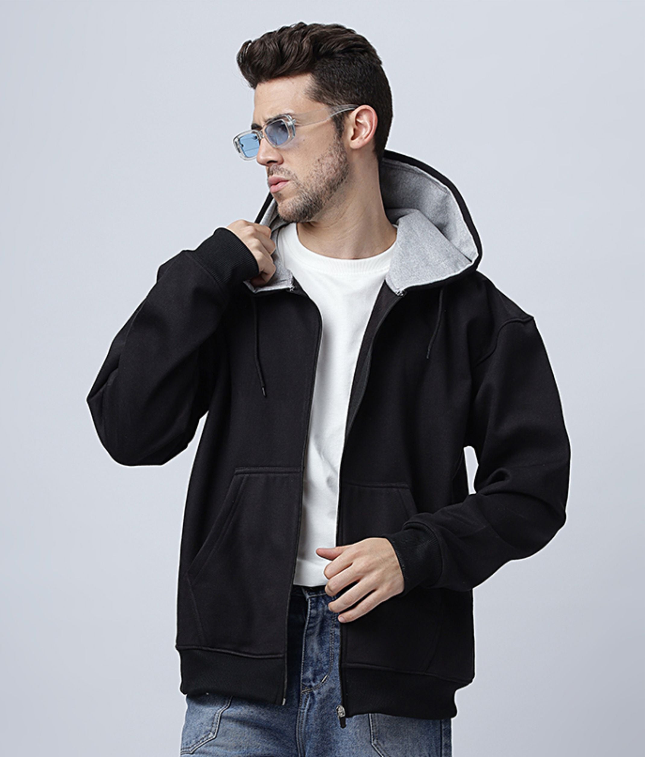 Oversize Black Zipper Hoodie