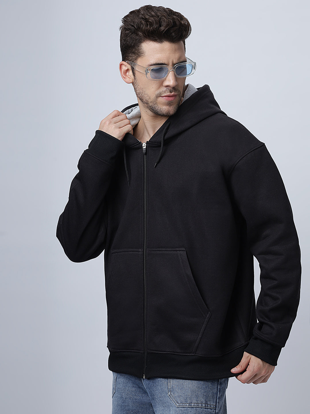 Oversize Black Zipper Hoodie