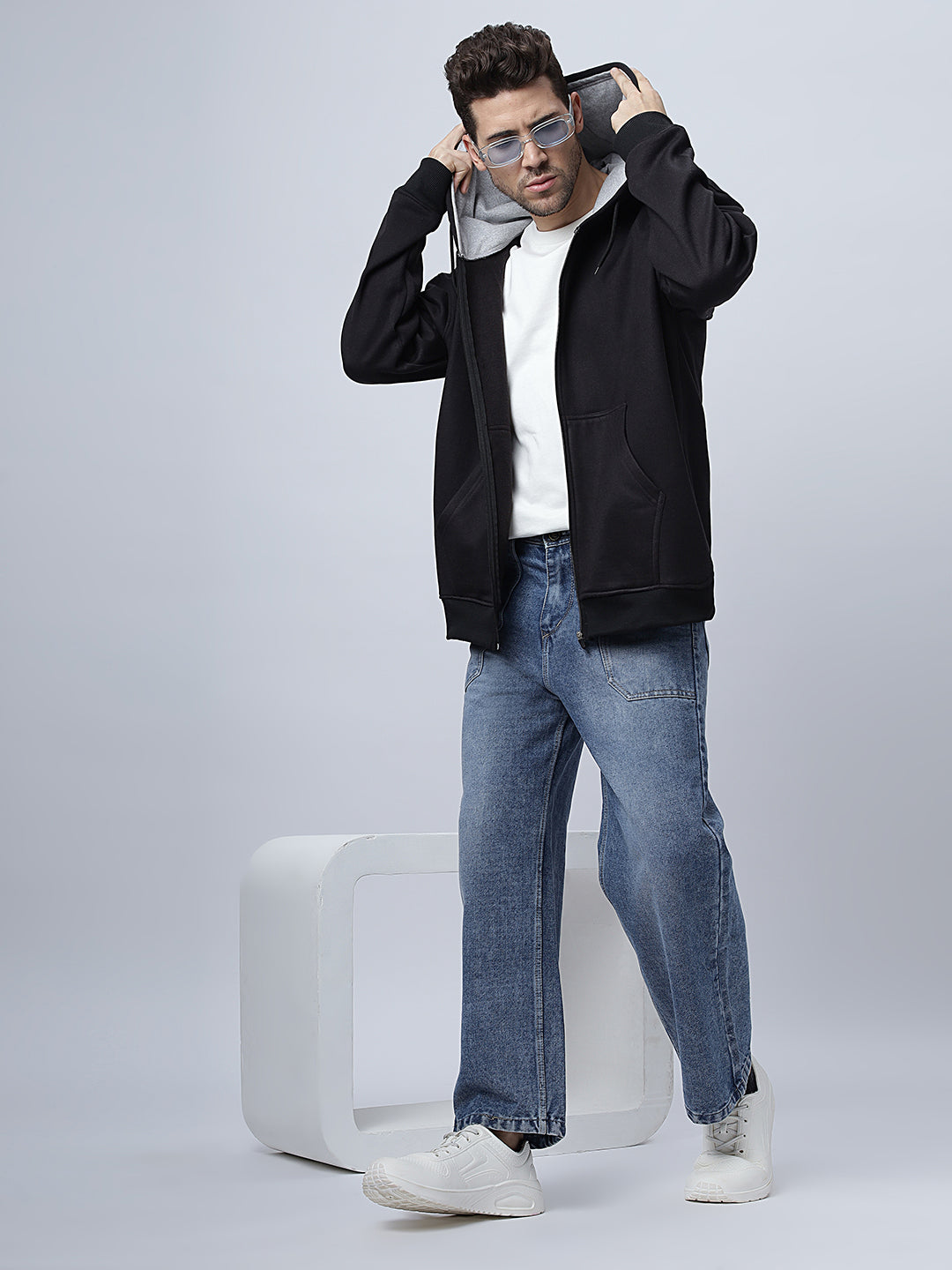 Oversize Black Zipper Hoodie