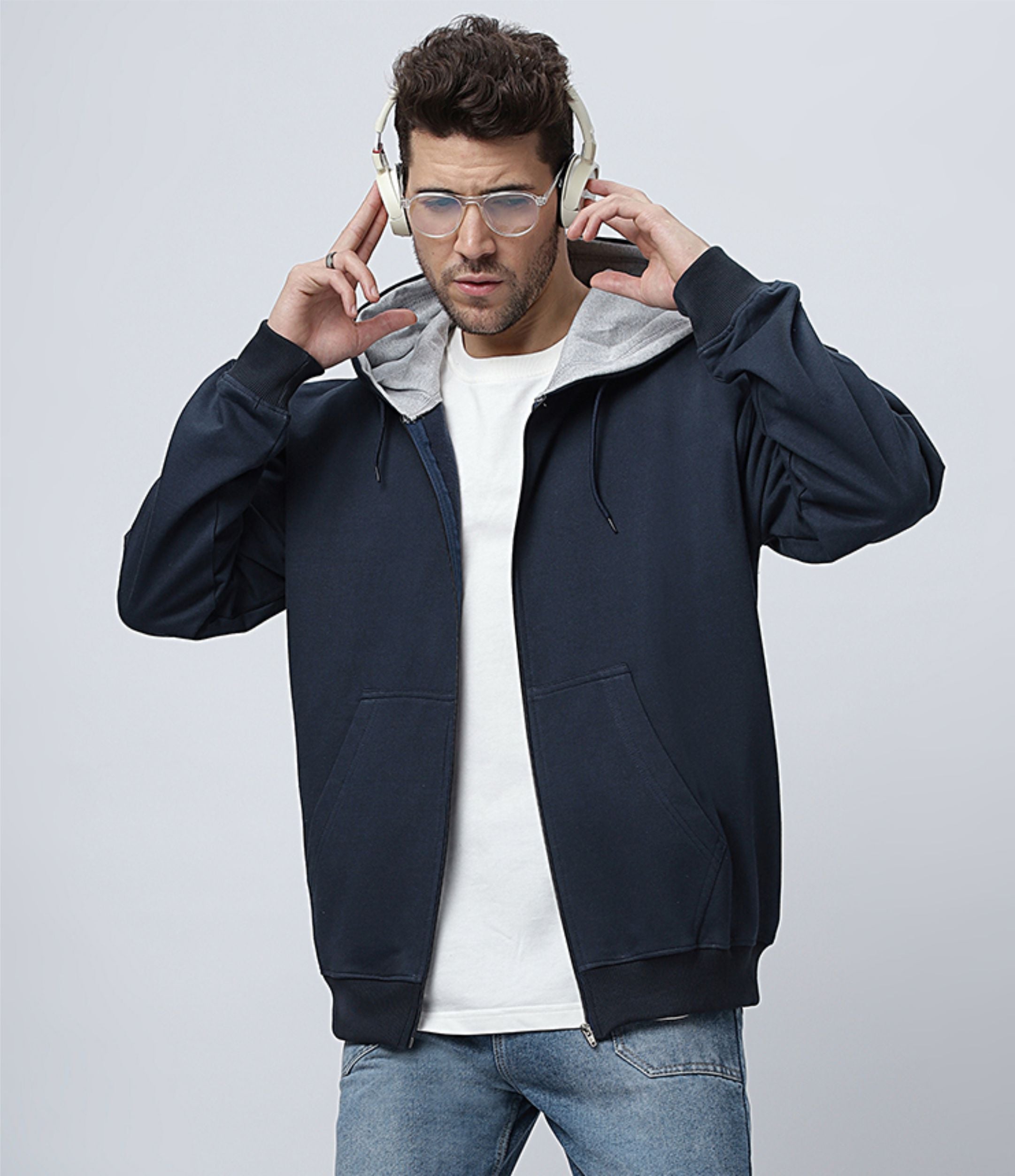 Oversize Navy Zipper Hoodie