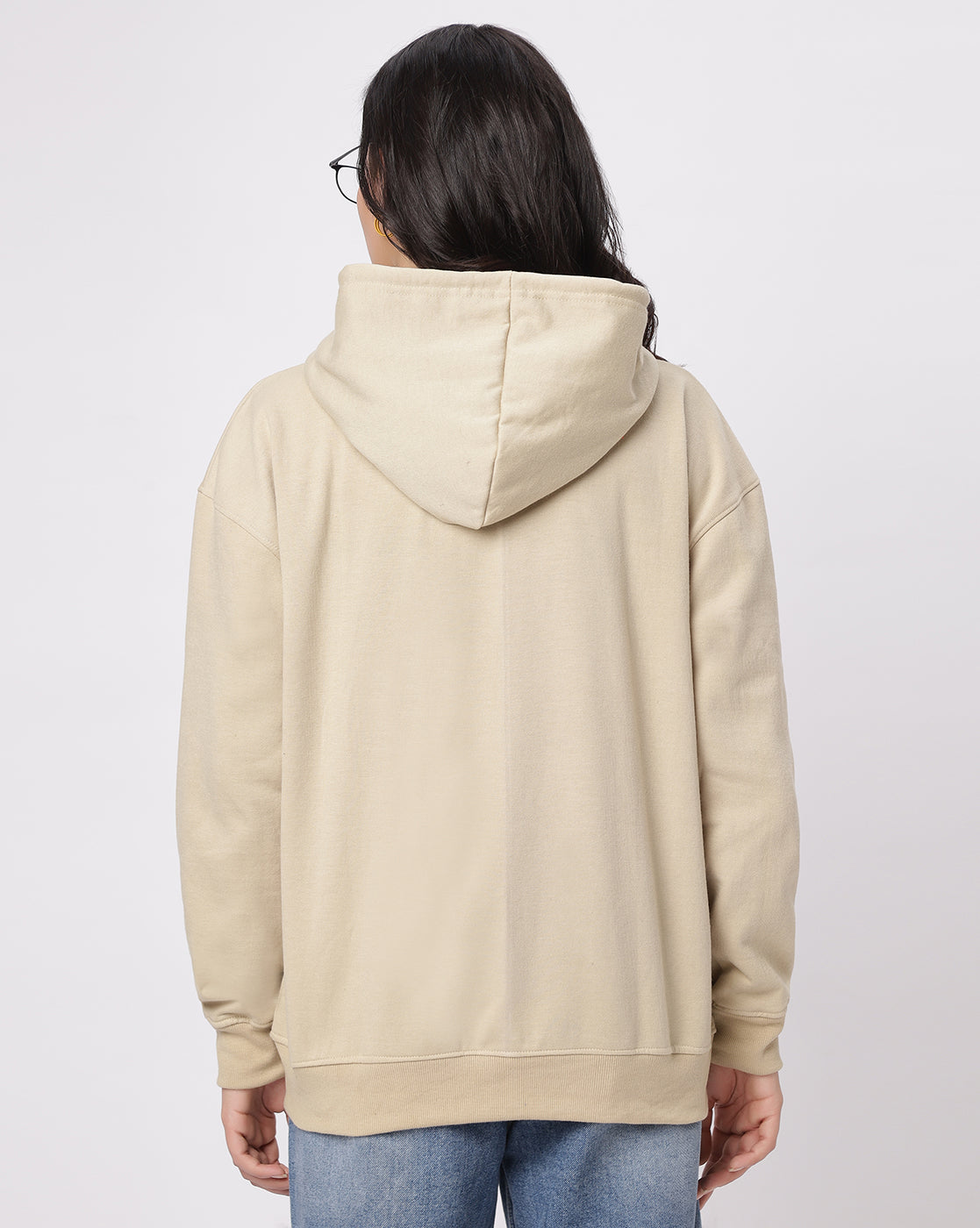 Beige Oversize Zipper Hoodie