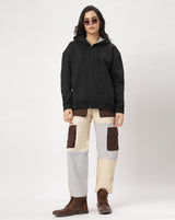 Black Oversize Zipper Hoodie