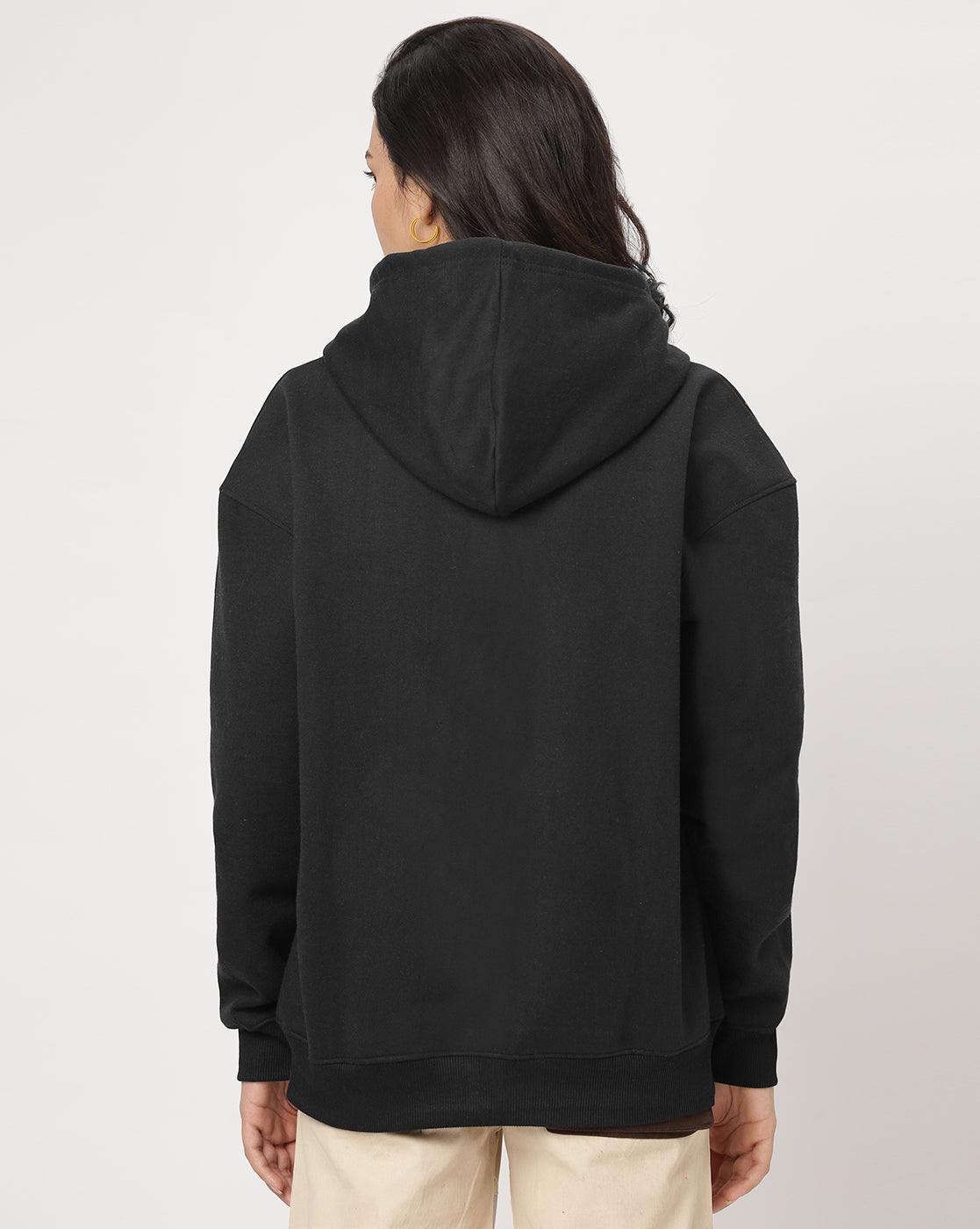 Black Oversize Zipper Hoodie