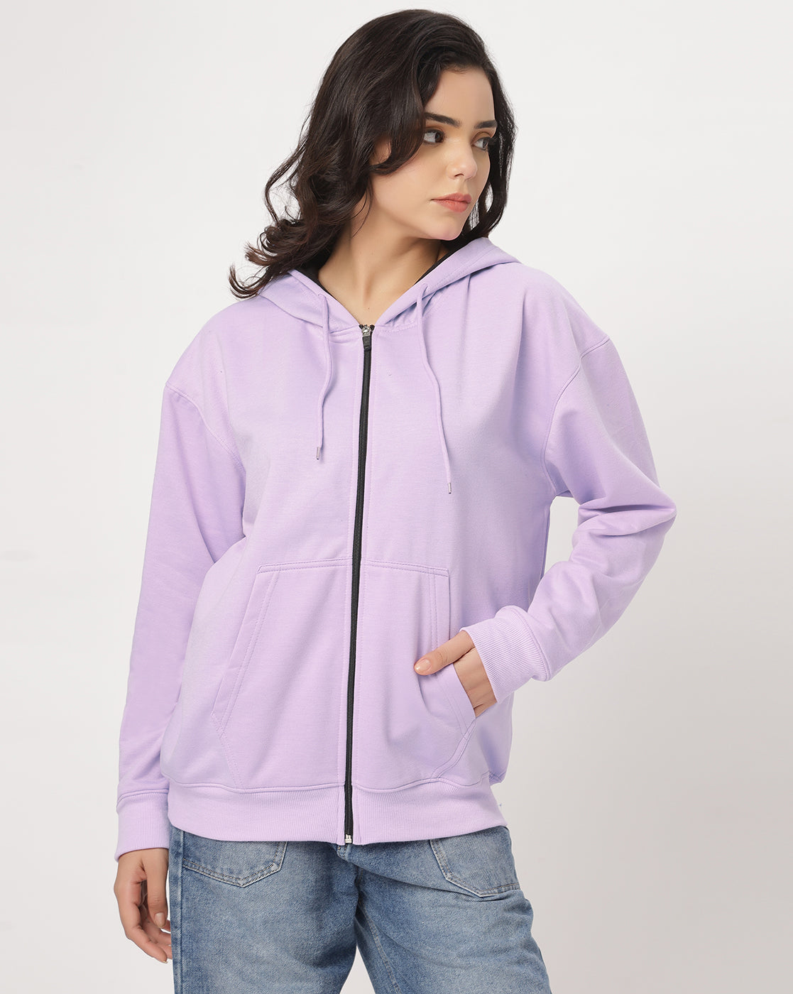 Lavender Oversize Zipper Hoodie