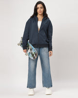 Navy Oversize Zipper Hoodie