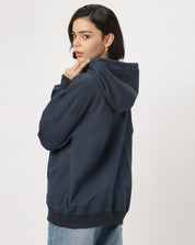 Navy Oversize Zipper Hoodie