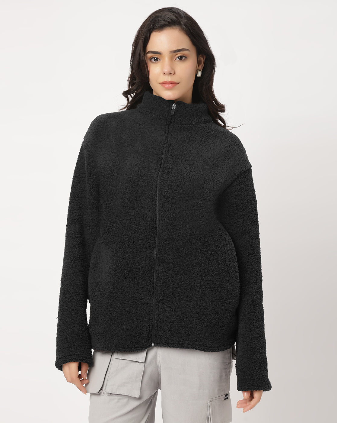Black Sherpa Zipper Jacket