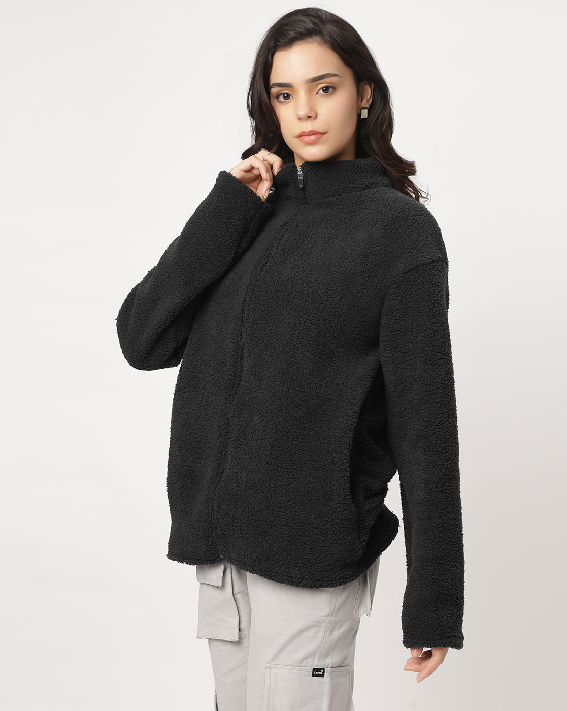 Black Sherpa Zipper Jacket