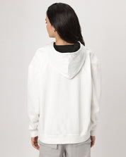 White Oversize Zipper Hoodie