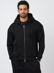 Black Reverse Zipper Hoodie