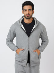 Grey Reverse Zipper Hoodie