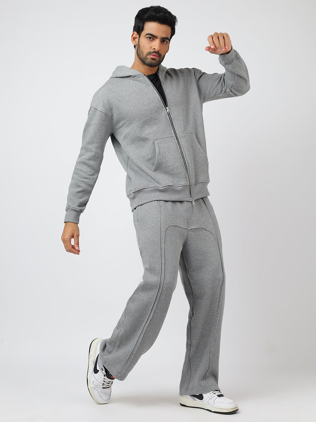 Grey Reverse Zipper Hoodie