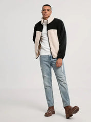 Cream Black Sherpa Jacket