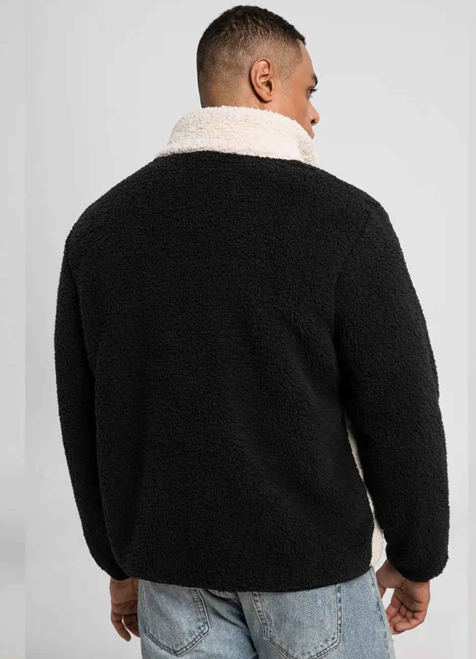 Cream Black Sherpa Jacket