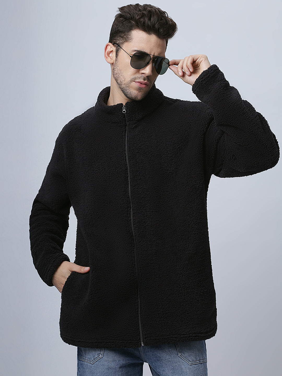 Black Sherpa Zipper Jacket