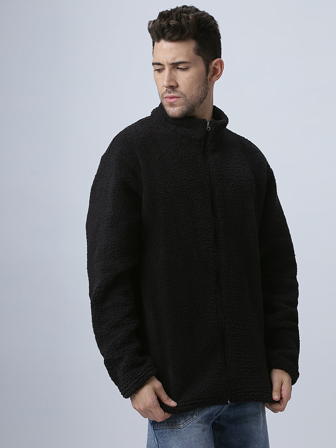 Black Sherpa Zipper Jacket