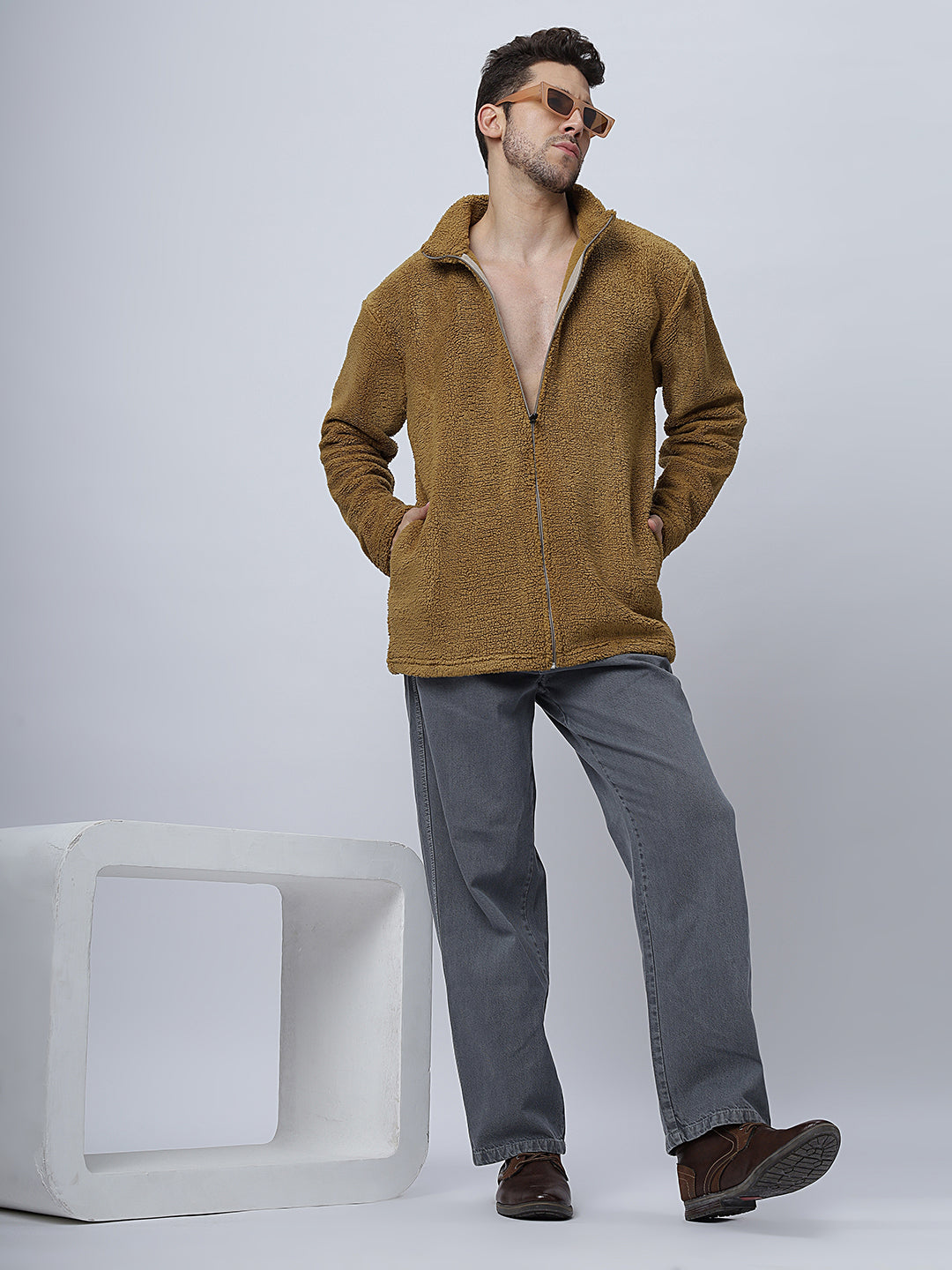 Brown Sherpa Zipper Jacket