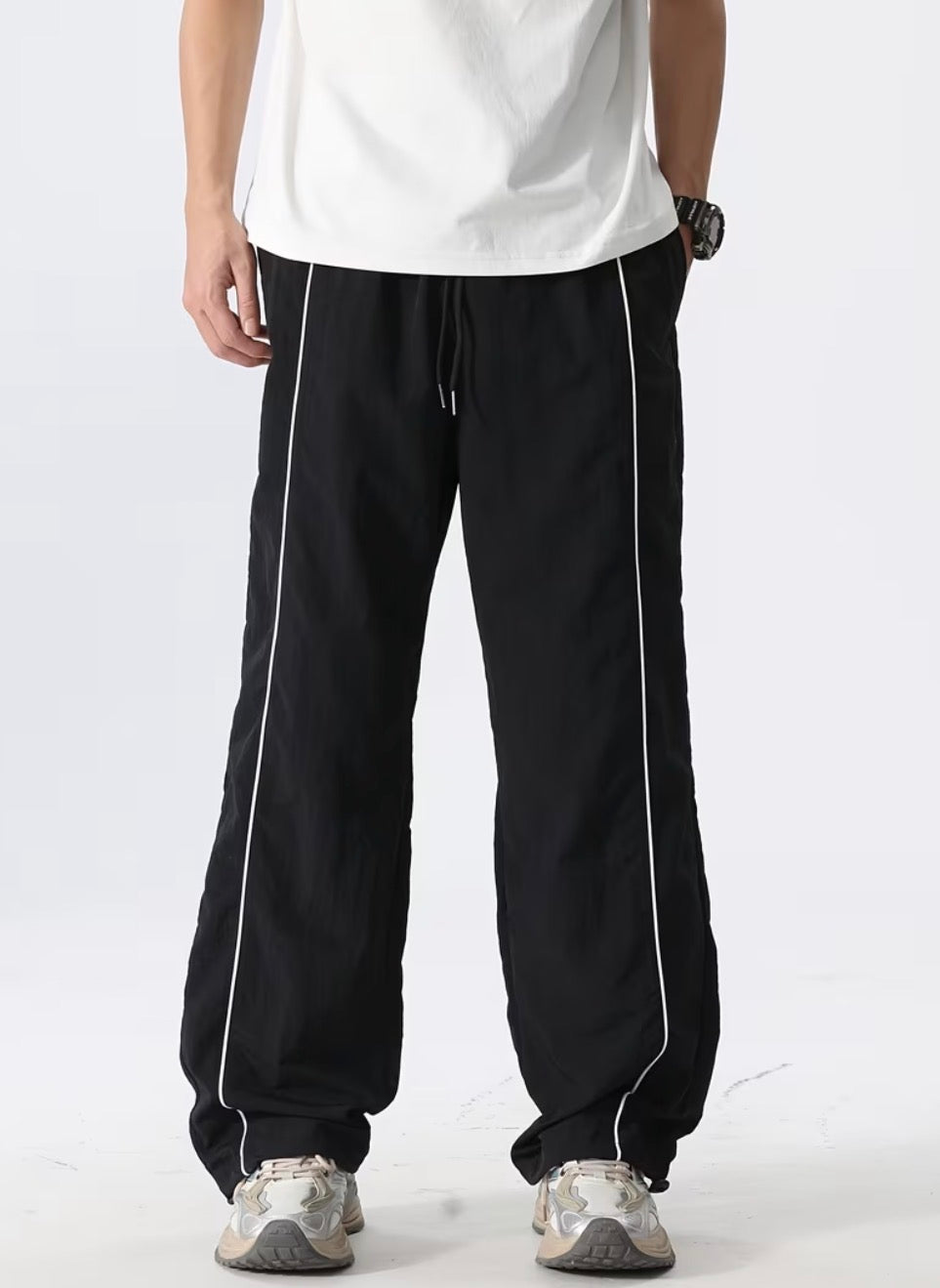 Parachute Baggy Black Track Pants Men