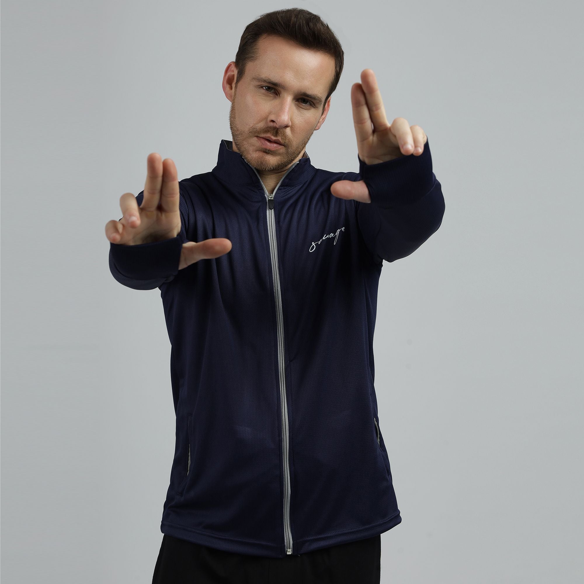 Navy Collar Summer Sunscreen Jacket For Men