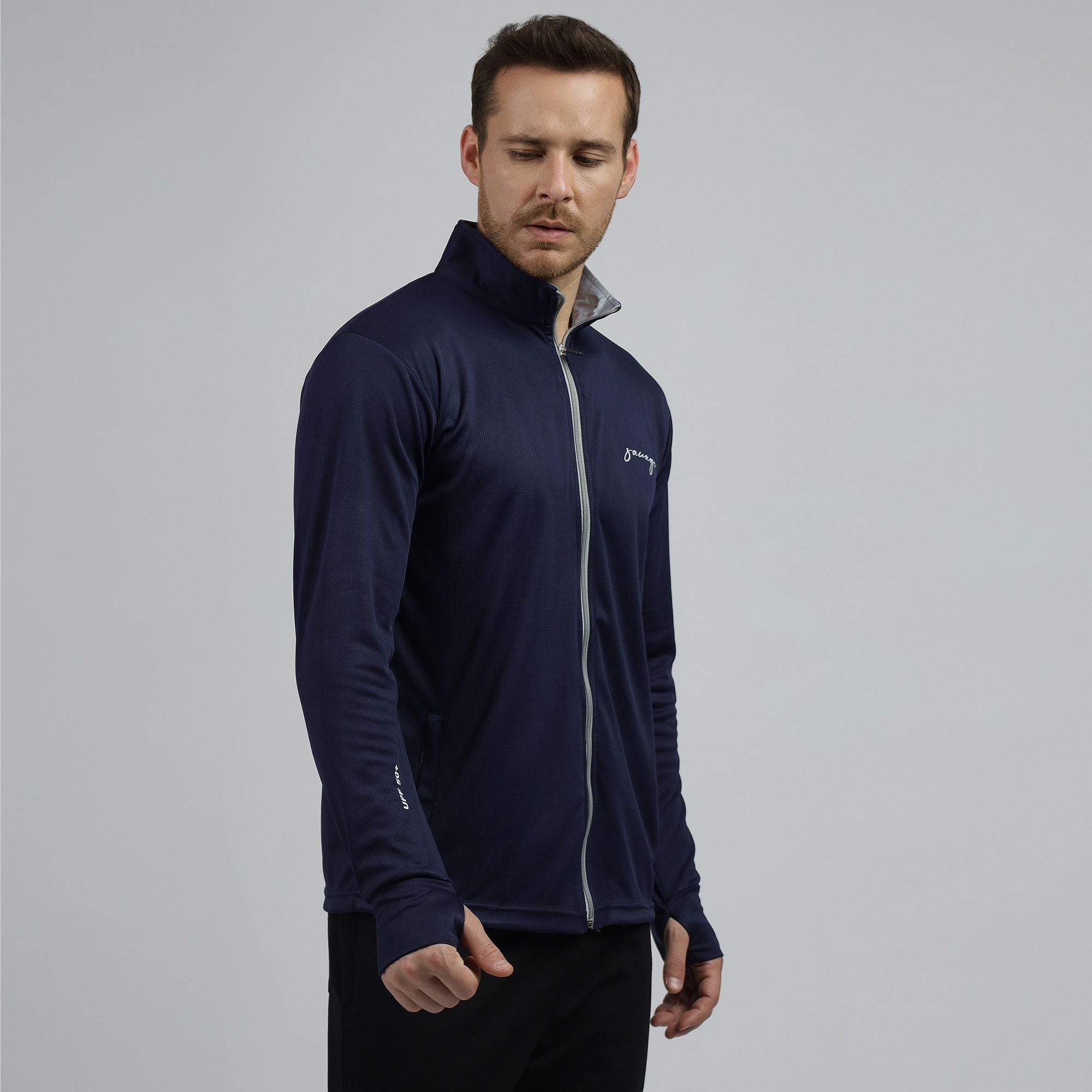 Navy Collar Summer Sunscreen Jacket For Men