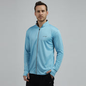 Sea Blue Collar Summer Sunscreen Jacket For Men