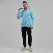 Sea Blue Collar Summer Sunscreen Jacket For Men