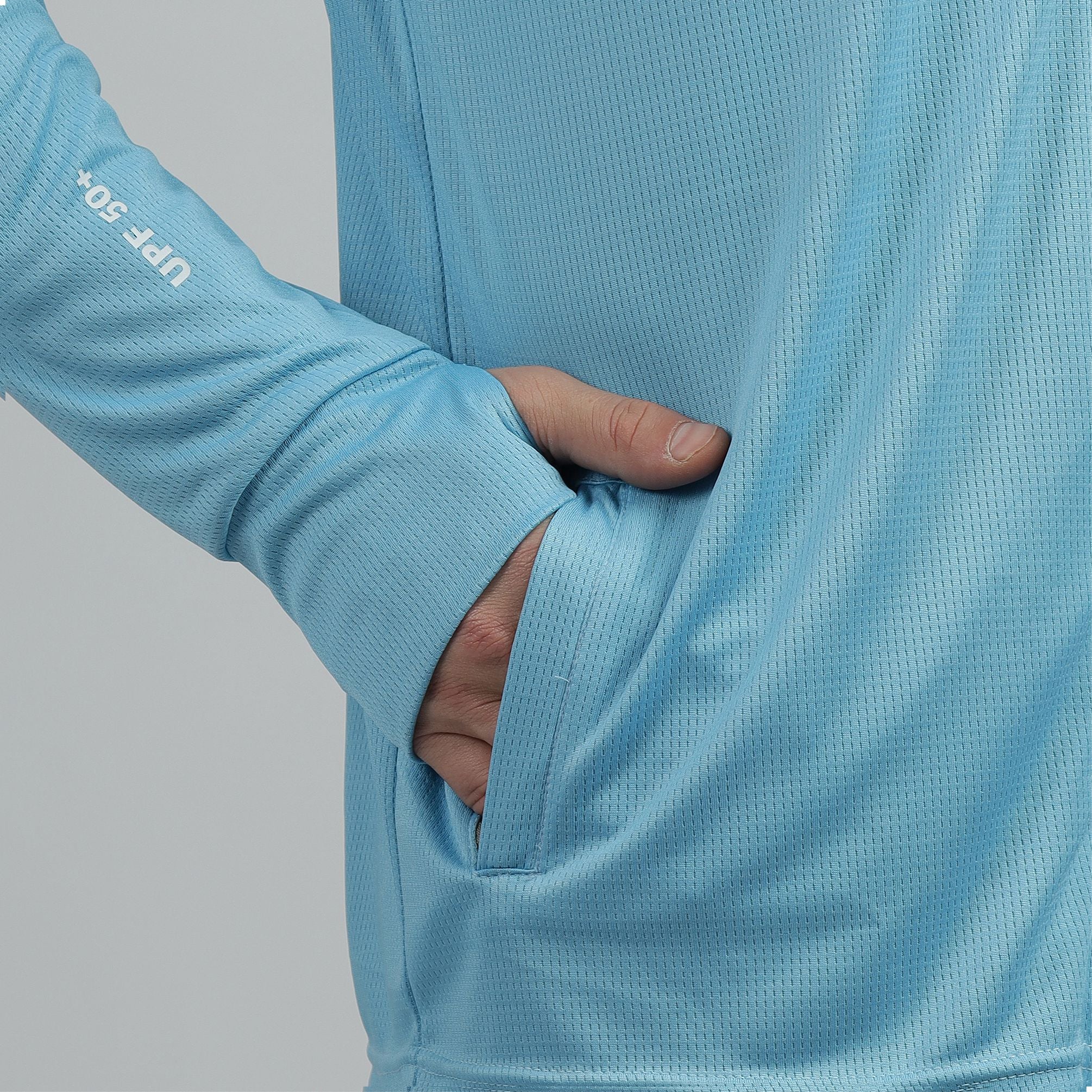 Sea Blue Collar Summer Sunscreen Jacket For Men
