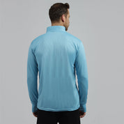 Sea Blue Collar Summer Sunscreen Jacket For Men